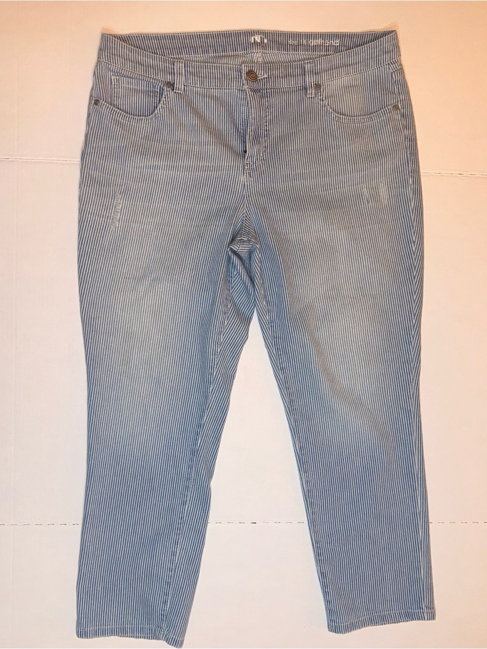 Boyfriend striped Crop Stripe Jeans - Light Blue/White